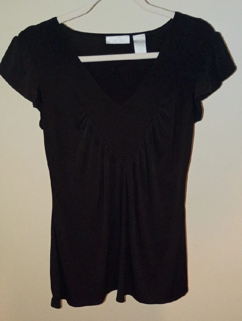 Worthington Black V-Neck Short Sleeve Blouse | Size S - Picture 6 of 6